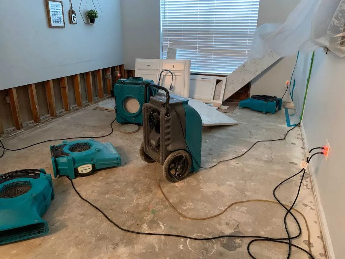Dehumidifier in flood-cut room for Water Extraction & Removal in Phelps